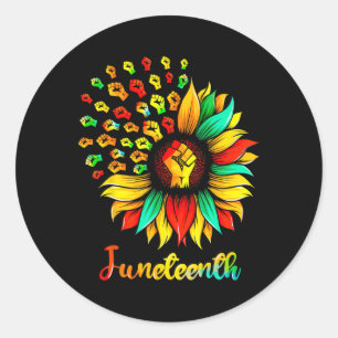 Sunflower Fist Juneteenth Black History African Am Classic Round Sticker