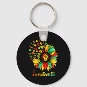 Sunflower Fist Juneteenth Black History African Am Key Ring