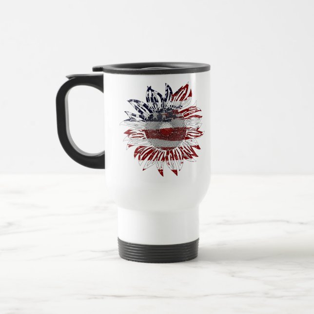 Sunflower flag  travel mug (Left)