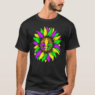 Sunflower Fleur De Lys Mardi Gras Funny New Orlean T-Shirt