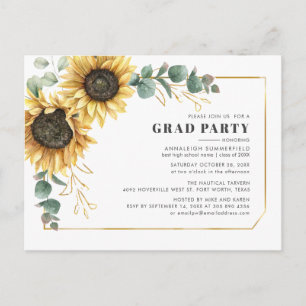 Sunflower Floral 2025 Graduation Party Invitation Postcard