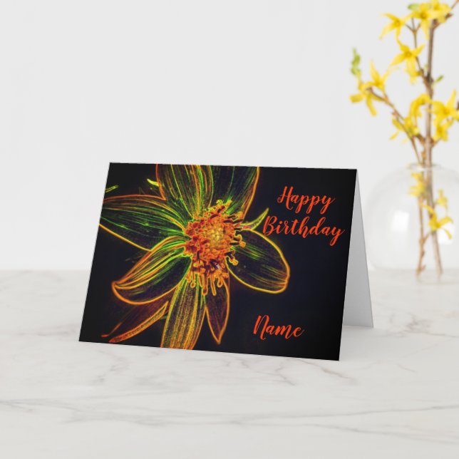 Sunflower Floral Abstract Art Birthday  Card (Yellow Flower)
