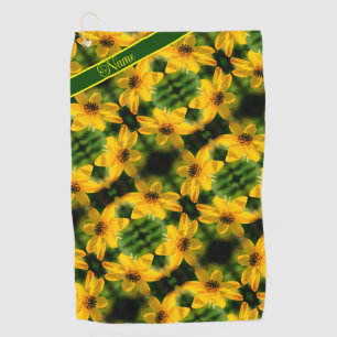 Sunflower Floral Abstract Personalised Golf Towel