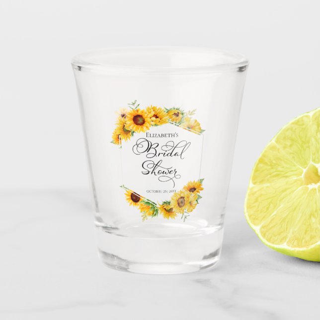 Sunflower Floral Arch Fall Bridal Shower Shot Glass (Front)