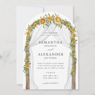 Sunflower Floral Arch Summer Fall Boho Wedding Invitation
