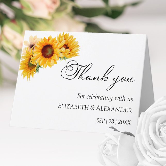 Sunflower Floral Autumn Fall Wedding Thank You Card (Creator Uploaded)