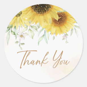 Sunflower Floral Baby Shower Birthday Thank You Classic Round Sticker
