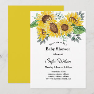 sunflower, floral baby shower, invitation