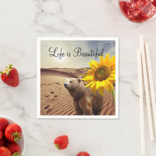 Sunflower Floral Bear Paper Napkins