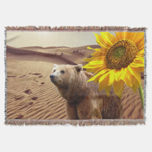 Sunflower Floral Bear Throw Blanket