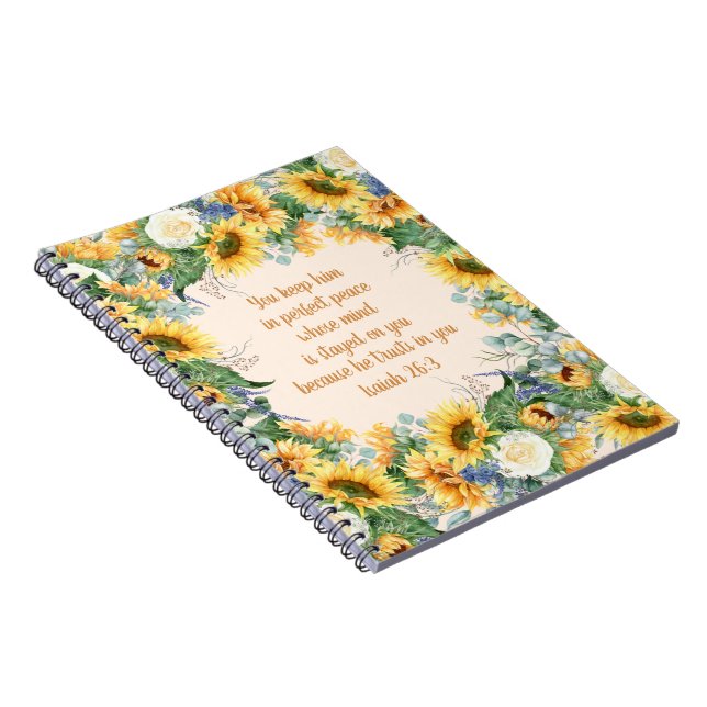 Sunflower Floral Bible Verse Keep Perfect Peace    Notebook (Right Side)