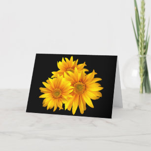 Sunflower Floral Blank Black Note Card