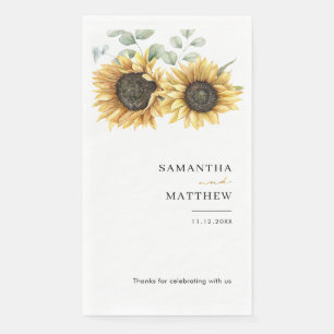 Sunflower Floral Botanical Wedding Napkin