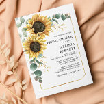 Sunflower Floral Bridal Shower Invitation<br><div class="desc">Create a modern Sunflower Floral Bridal Shower invitation card with this cute template featuring beautiful rustic floral bouquet with modern simple typography. TIP: Matching wedding suite cards like RSVP, wedding programs, banners, tapestry, gift tags, signs, and other wedding keepsakes and goodies are available in the collection below featuring this design....</div>