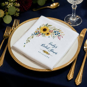Sunflower Floral Bridal Shower Napkin