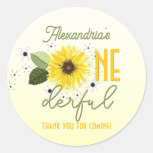 Sunflower Floral Classic Round Sticker
