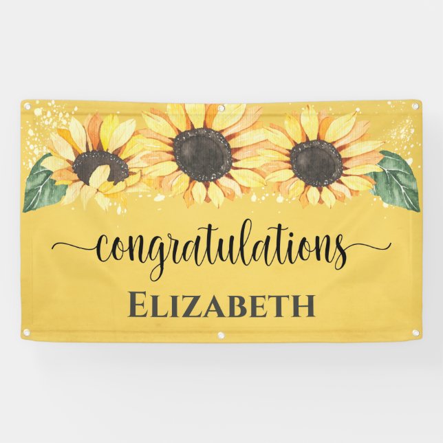 Sunflower Floral Congratulations Retirement Banner (Horizontal)