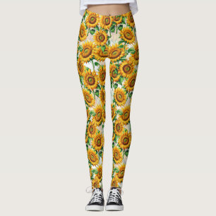Sunflower Floral Cottagecore Pattern Leggings
