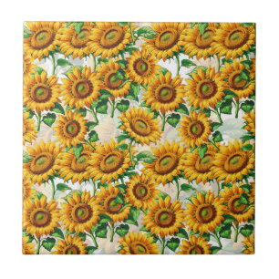Sunflower Floral Cottagecore Pattern Tile