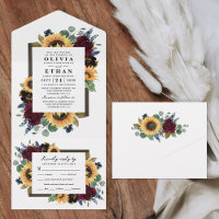 Sunflower Floral Country Rustic Fall Wedding RSVP