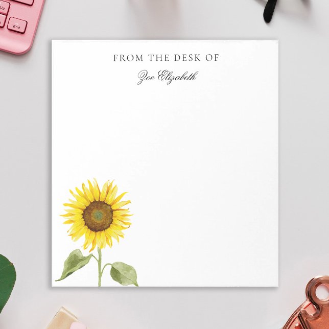 Sunflower Floral Custom Add your Own Name Women Notepad (Creator Uploaded)