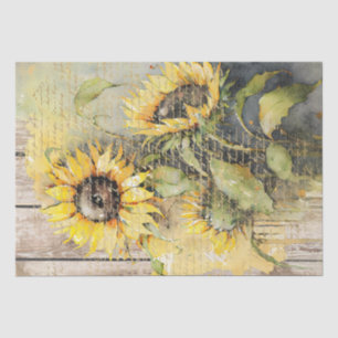 Sunflower Floral Decoupage Watercolor Tissue Paper