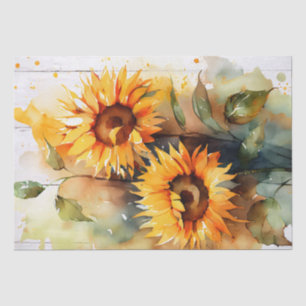 Sunflower Floral Decoupage Watercolor Tissue Paper