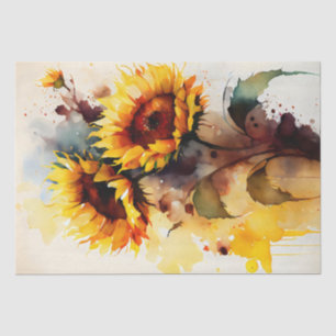 Sunflower Floral Decoupage Watercolor Tissue Paper