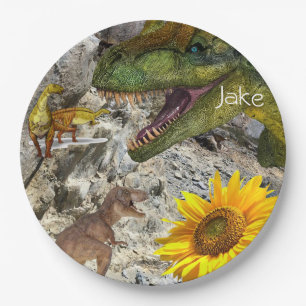 Sunflower Floral Dinosaur Paper Plates