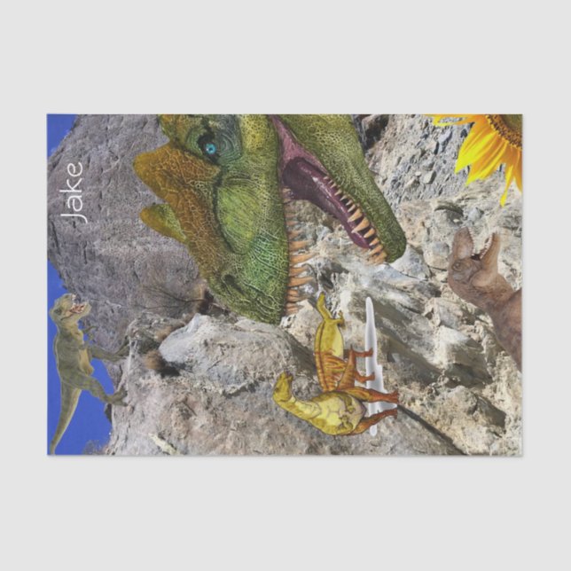 Sunflower Floral Dinosaur Tissue Paper (Front)