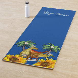 Sunflower Floral Dinosaur  Yoga Mat