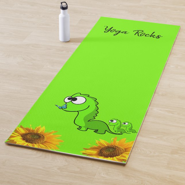 Sunflower Floral Dinosaur  Yoga Mat (In Situ)