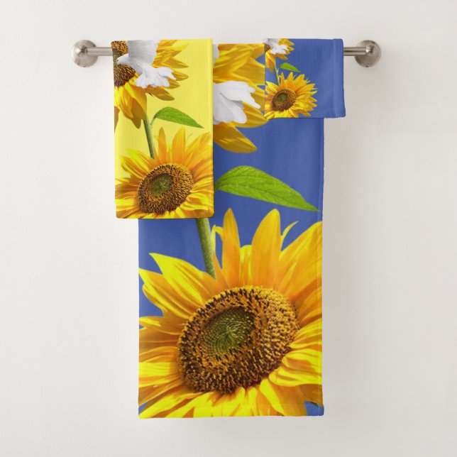 Sunflower Floral Dove Bath Towel Sets (Insitu)