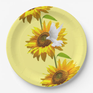 Sunflower Floral Dove Paper Plates