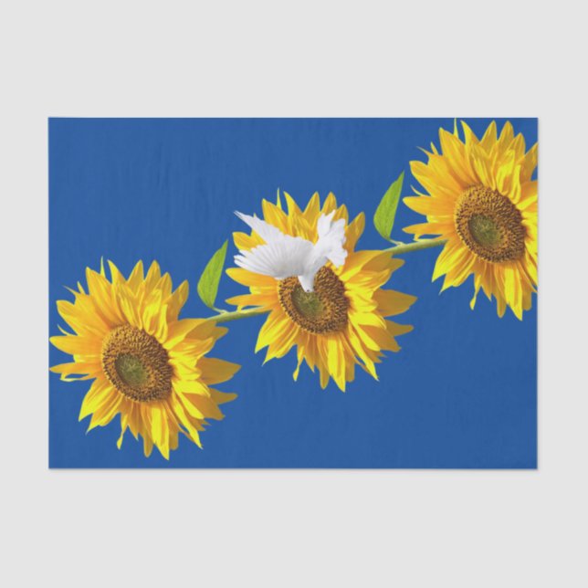 Sunflower Floral Dove Tissue Paper (Front)