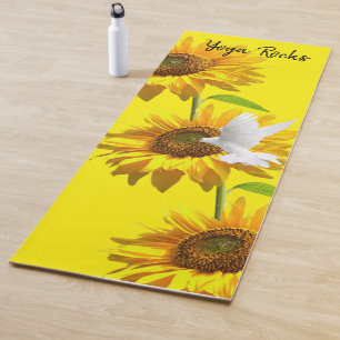 Sunflower Floral Dove Yoga Mat