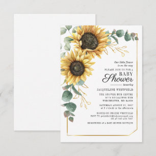 Sunflower Floral Eucalyptus Botanical Baby Shower Invitation