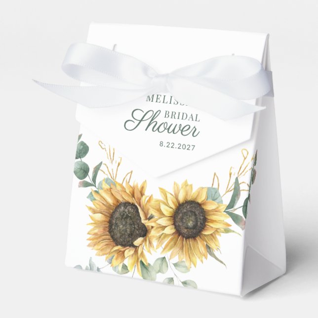 Sunflower Floral Eucalyptus Bridal Shower Favour Box (Front Side)