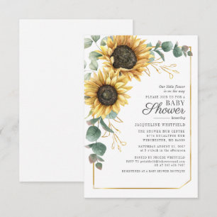 Sunflower Floral Eucalyptus Greenery Baby Shower Invitation