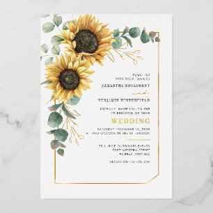 Sunflower Floral Eucalyptus Greenery Gold