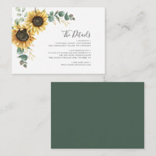 Sunflower Floral Eucalyptus Greenery Wedding Enclosure Card