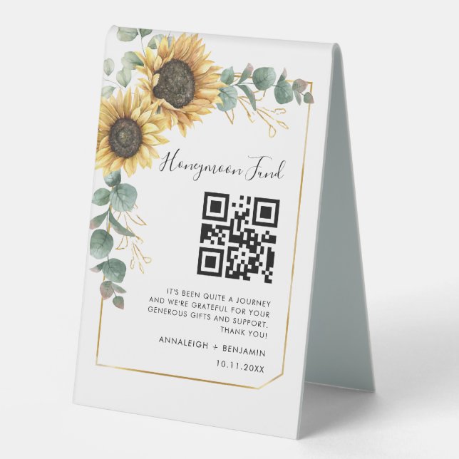 Sunflower Floral Eucalyptus Honeymoon Fund QR Code (Front)