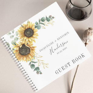 Sunflower Floral Eucalyptus Wedding Guest Book