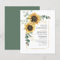 Sunflower Floral Eucalyptus Wedding Invitation