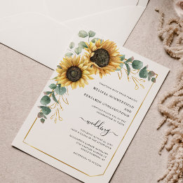 Sunflower Floral Eucalyptus Wedding Invitation