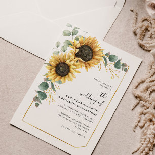 Sunflower Floral Eucalyptus Wedding Invitation