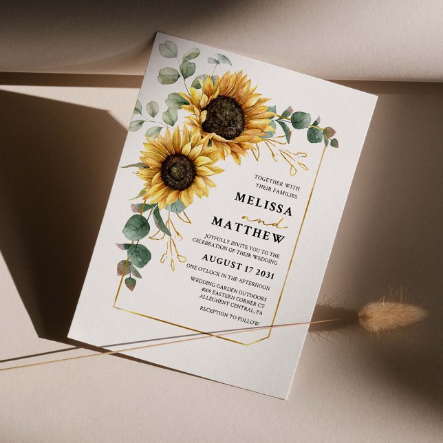 Sunflower Floral Eucalyptus Wedding Invitation (Creator Uploaded)