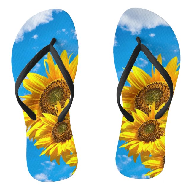 Sunflower Floral Flip Flops (Footbed)