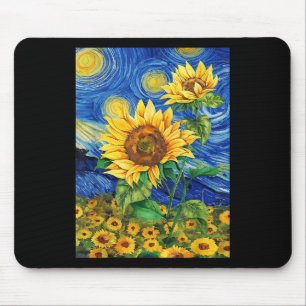 Sunflower Floral Flower Van Gogh Style Starry Nigh Mouse Mat