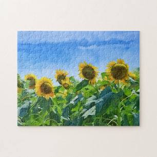 Sunflower Floral Flower Wild Field Art Puzzle